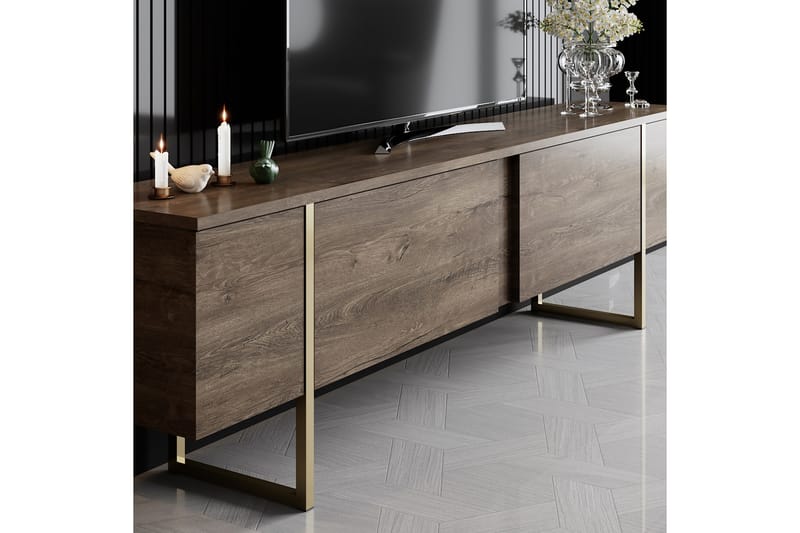 Tv-bänk Luxe 180x50 cm Brun/Guld - Hanah Home - Möbler - TV- & Mediamöbler - TV bänk & mediabänk