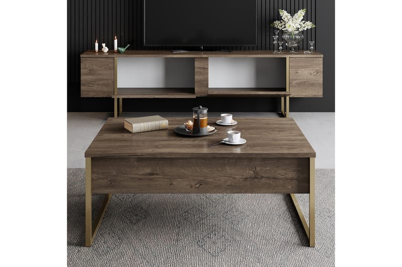 Tv-bänk Luxe 180x50 cm Brun/Guld - Hanah Home - Möbler - TV- & Mediamöbler - TV bänk & mediabänk