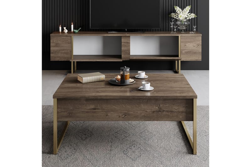 Tv-bänk Luxe 180x50 cm Brun/Guld - Hanah Home - TV bänk & mediabänk