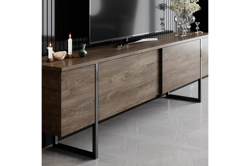 Tv-bänk Luxe 180x50 cm Brun/Svart - Hanah Home - Möbler - TV- & Mediamöbler - TV bänk & mediabänk