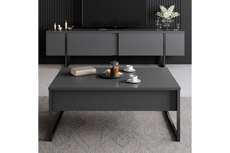 Tv-bänk Luxe 180x50 cm Svart - Hanah Home - TV bänk & mediabänk