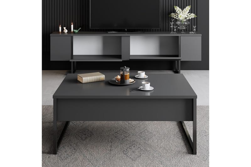 Tv-bänk Luxe 180x50 cm Svart - Hanah Home - TV bänk & mediabänk