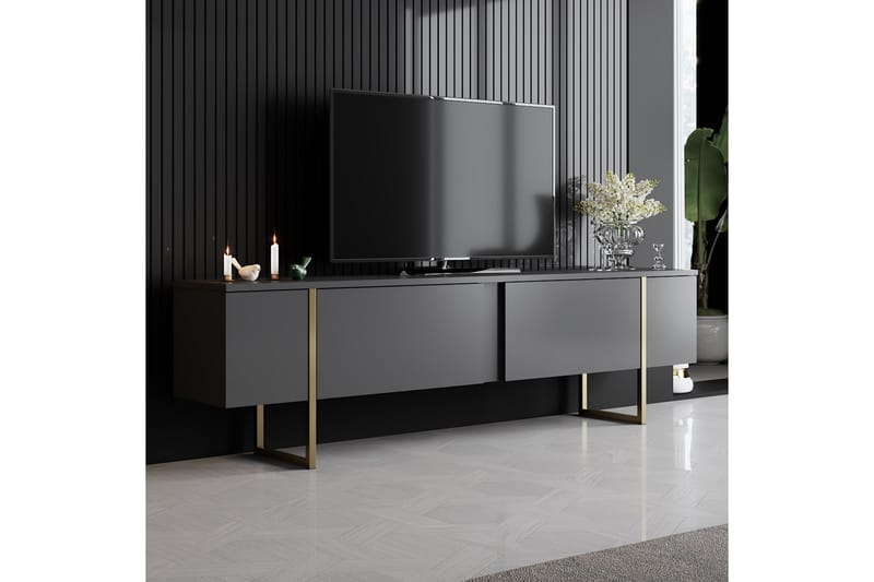 Tv-bänk Luxe 180x50 cm Svart/Guld - Hanah Home - TV bänk & mediabänk