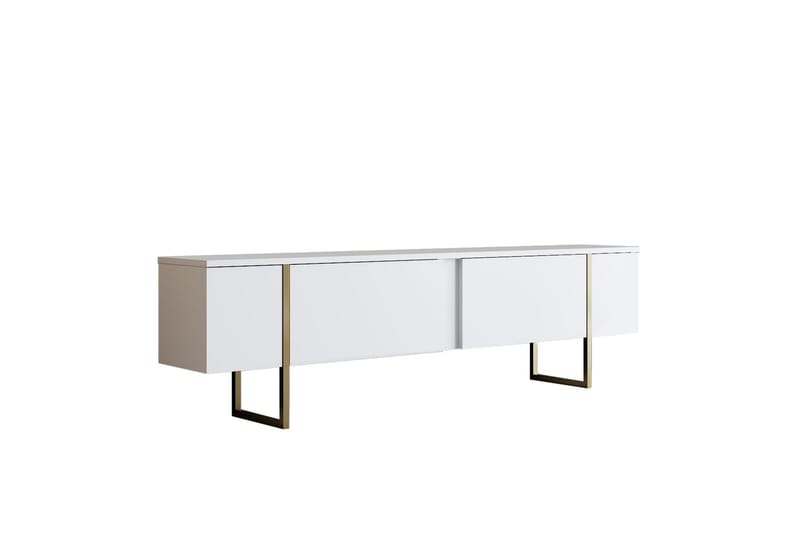 Tv-bänk Luxe 180x50 cm Vit/Guld - Hanah Home - TV bänk & mediabänk