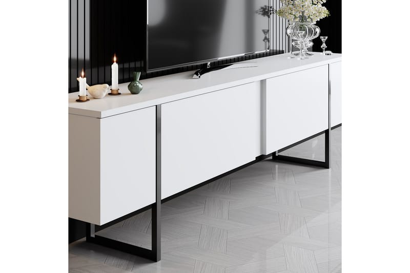 Tv-bänk Luxe 180x50 cm Vit/Svart - Hanah Home - Möbler - TV- & Mediamöbler - TV bänk & mediabänk