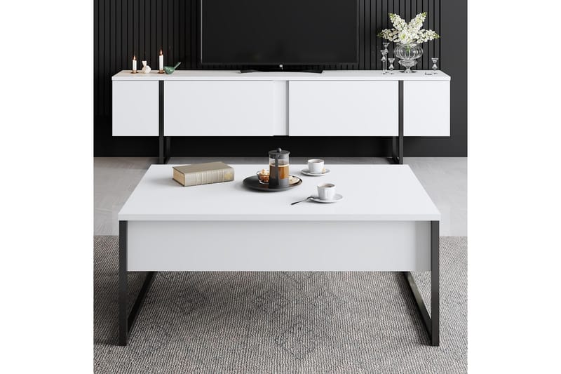 Tv-bänk Luxe 180x50 cm Vit/Svart - Hanah Home - Möbler - TV- & Mediamöbler - TV bänk & mediabänk