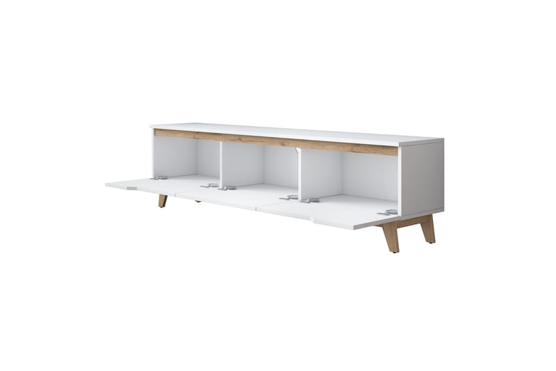 Tv-bänk Lychester 180x35 cm Vit/Brun - Hanah Home - Möbler - TV- & Mediamöbler - TV bänk & mediabänk