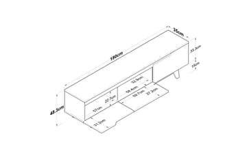 Tv-bänk Lychester 180x35 cm Vit/Brun - Hanah Home - Möbler - TV- & Mediamöbler - TV bänk & mediabänk