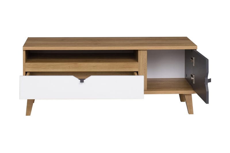 TV-bänk Lyseme 120 cm - Vit/Grå/Trä - Möbler - TV- & Mediamöbler - TV bänk & mediabänk