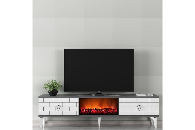 Tv-bänk Mangla 150 cm - Vit/Grå - Möbler - TV- & Mediamöbler - TV bänk & mediabänk