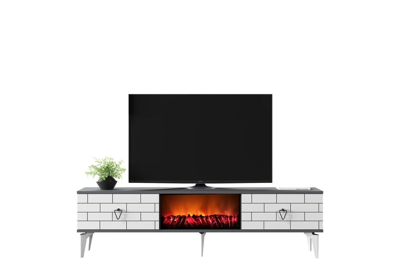 Tv-bänk Mangla 150 cm - Vit/Grå - Möbler - TV- & Mediamöbler - TV bänk & mediabänk