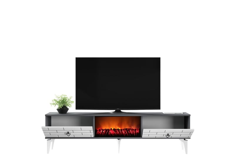 Tv-bänk Mangla 150 cm - Vit/Grå - Möbler - TV- & Mediamöbler - TV bänk & mediabänk
