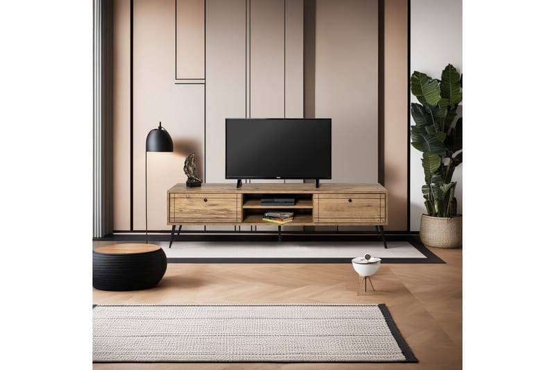 Tv-bänk Manit 180 cm - Brun/Svart - Möbler - TV- & Mediamöbler - TV bänk & mediabänk