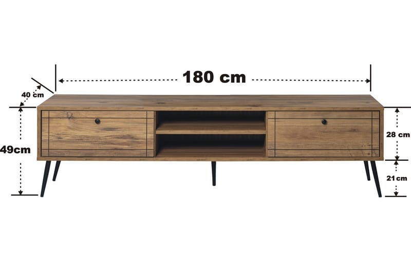 Tv-bänk Manit 180 cm - Brun/Svart - Möbler - TV- & Mediamöbler - TV bänk & mediabänk