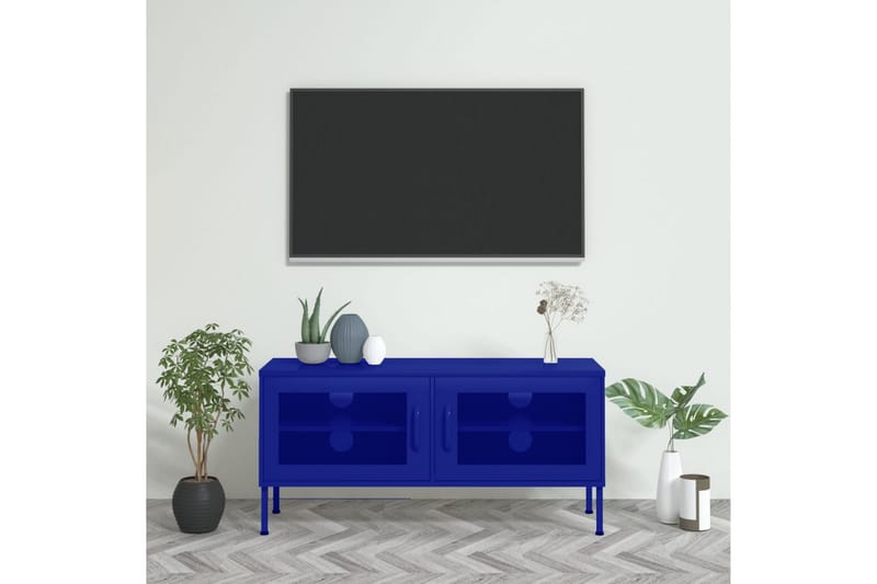 Tv-bänk marinblå 105x35x50 cm stål - Blå - TV bänk & mediabänk