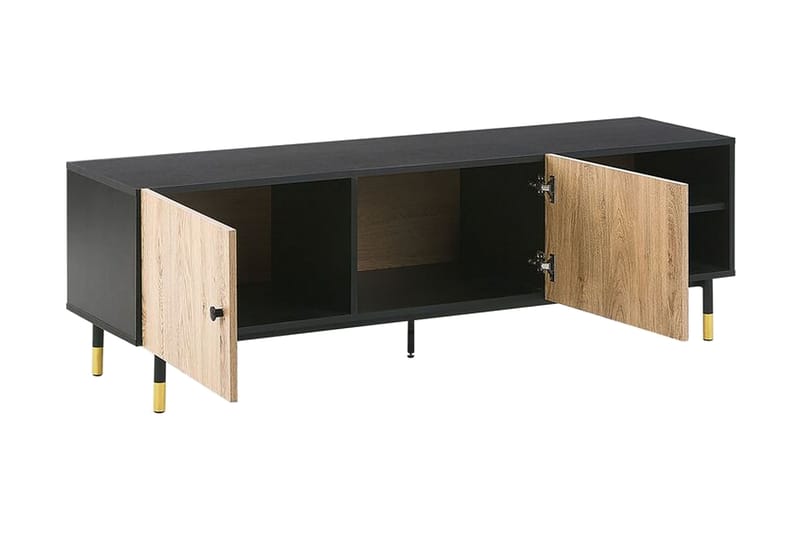 TV-bänk Maryneal 150x40 cm - Svart/Ljust Trä - Möbler - TV- & Mediamöbler - TV bänk & mediabänk