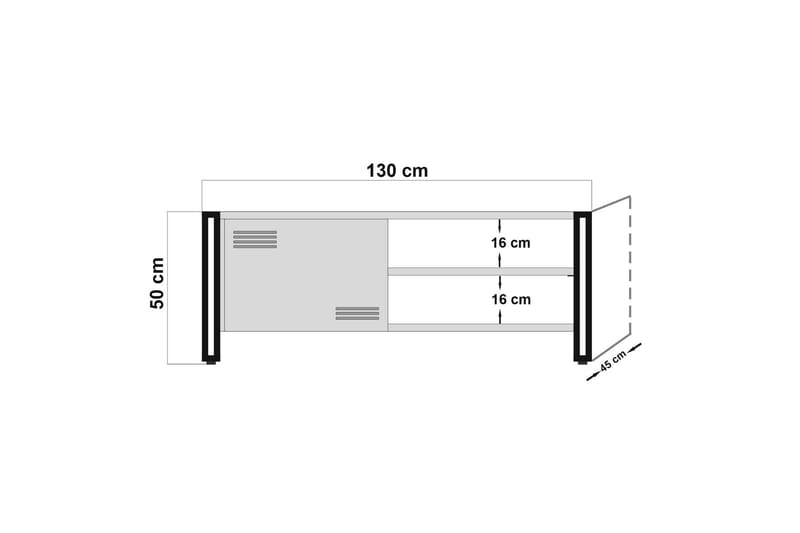 Tv-bänk Masako 130 cm - Trä|Svart - TV bänk & mediabänk