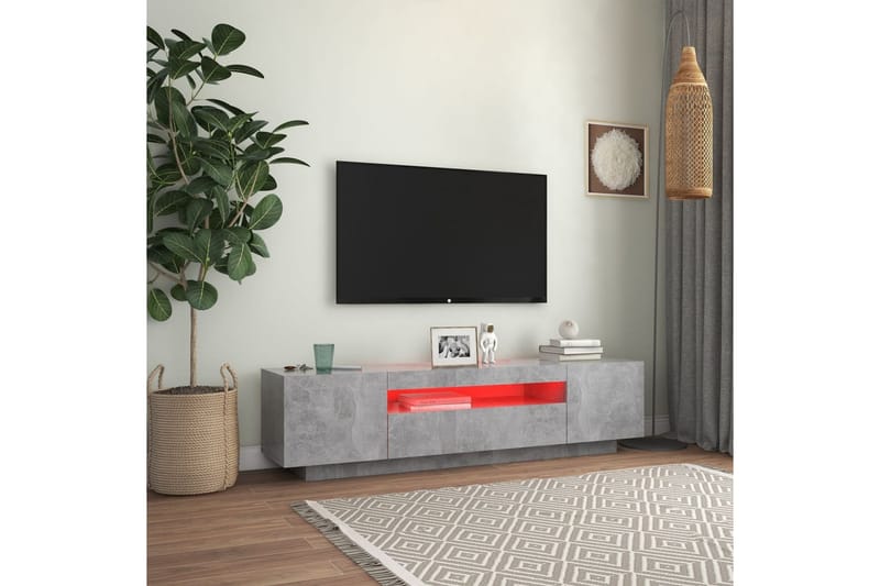 TV-bänk med LED-belysning betonggrå 160x35x40 cm - Grå - TV bänk & mediabänk