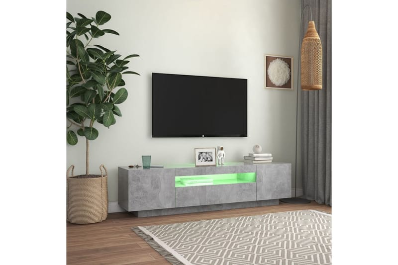 TV-bänk med LED-belysning betonggrå 160x35x40 cm - Grå - TV bänk & mediabänk