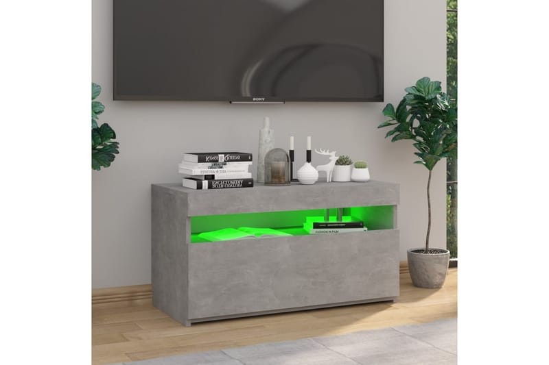 Tv-bänk med LED-belysning betonggrå 75x35x40 cm - Grå - TV bänk & mediabänk