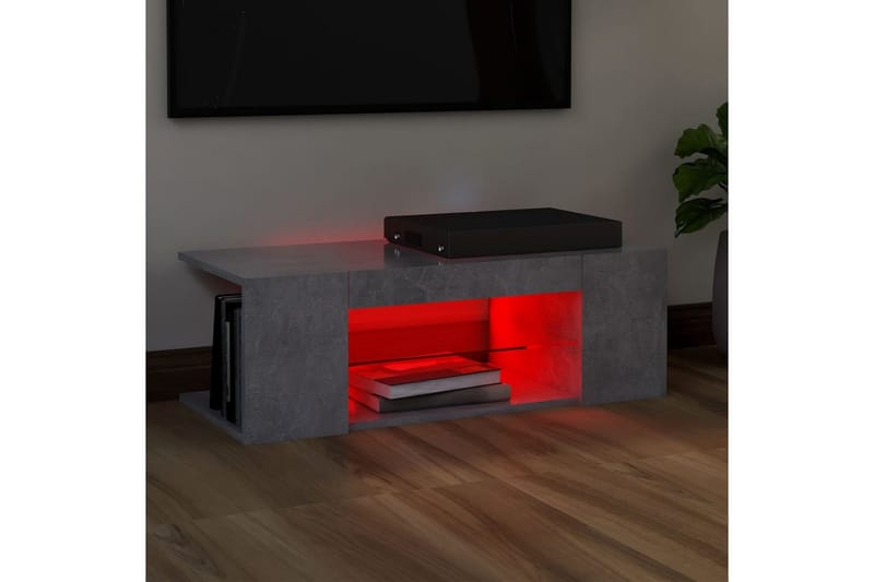 TV-bänk med LED-belysning betonggrå 90x39x30 cm - Grå - TV bänk & mediabänk
