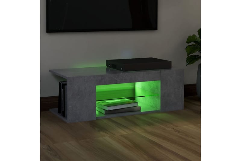 TV-bänk med LED-belysning betonggrå 90x39x30 cm - Grå - TV bänk & mediabänk
