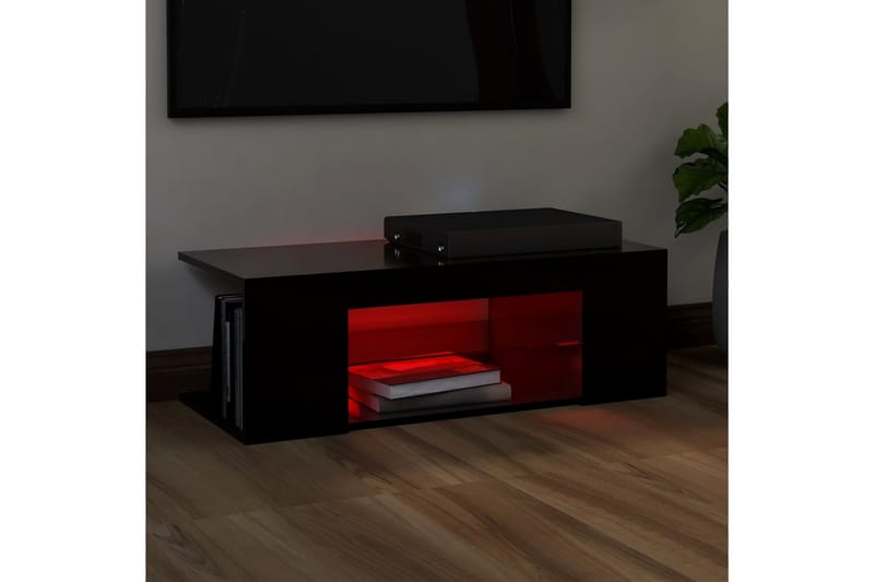 TV-bänk med LED-belysning svart 90x39x30 cm - Svart - TV bänk & mediabänk
