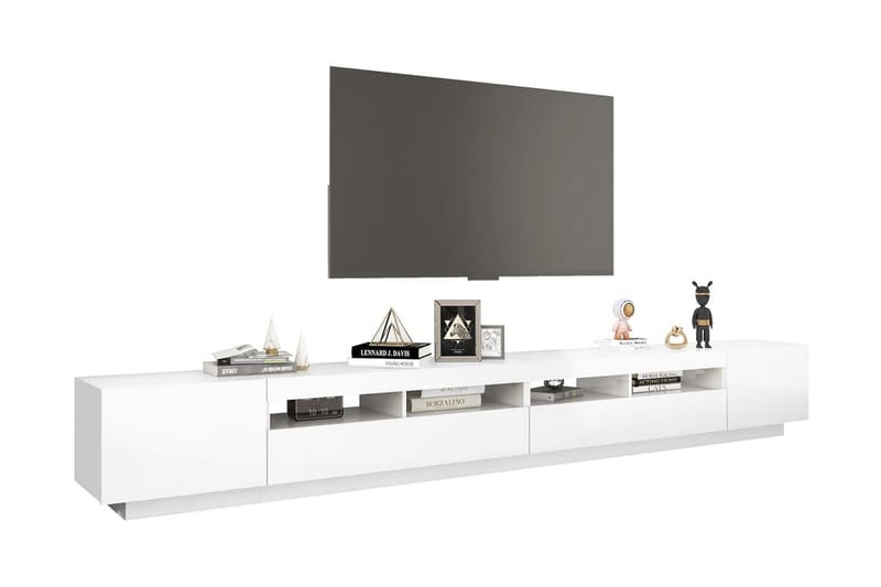 TV-bänk med LED-belysning vit högglans 300x35x40 cm - Vit - TV bänk & mediabänk