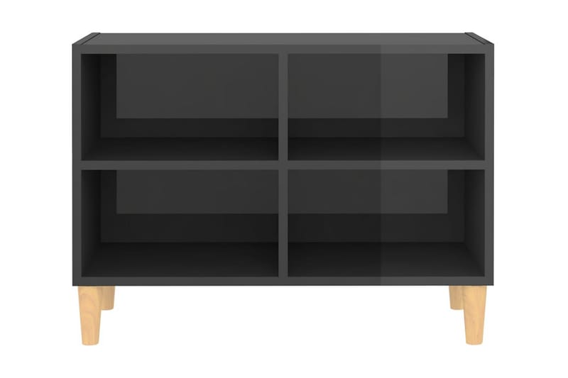 TV-bänk med massiva ben grå högglans 69,5x30x50 cm - Grå - TV bänk & mediabänk