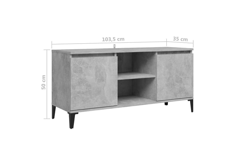 TV-bänk med metallben betonggrå 103,5x35x50 cm - Grå - TV bänk & mediabänk