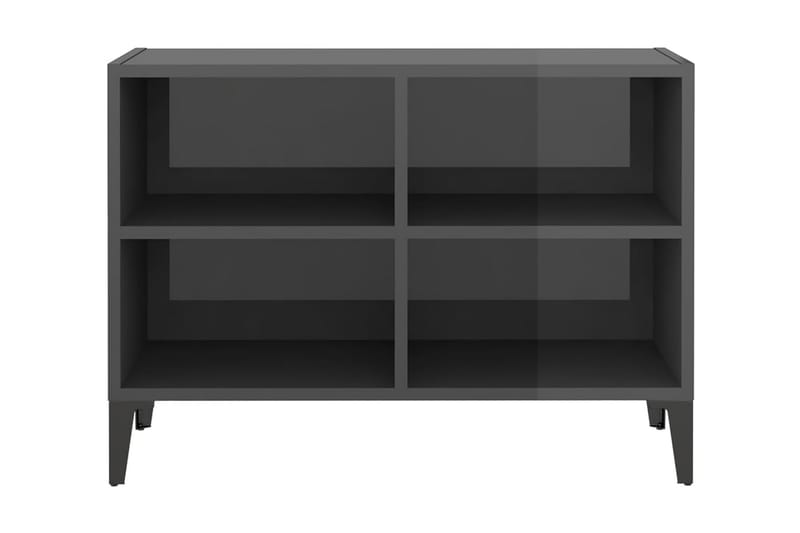 TV-bänk med metallben grå högglans 69,5x30x50 cm - Grå - TV bänk & mediabänk