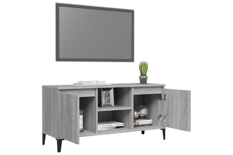 TV-bänk med metallben grå sonoma 103,5x35x50 cm - Grå - TV bänk & mediabänk