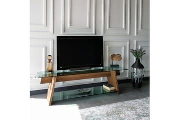 TV-Bänk Meyling 158 cm - Valnöt|Grön - Möbler - TV- & Mediamöbler - TV bänk & mediabänk