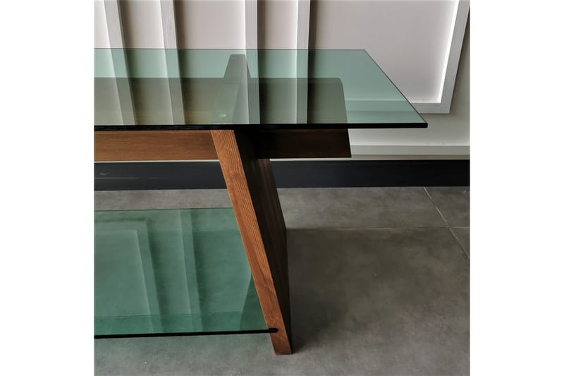 TV-Bänk Meyling 158 cm - Valnöt|Grön - Möbler - TV- & Mediamöbler - TV bänk & mediabänk