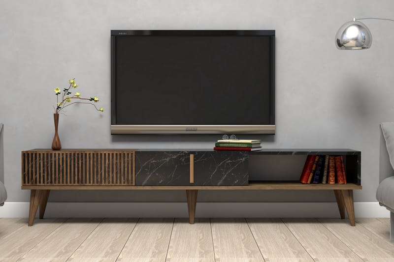 Tv-bänk Milanda 180 cm - Mörkbrun/Svart - Möbler - TV- & Mediamöbler - TV bänk & mediabänk
