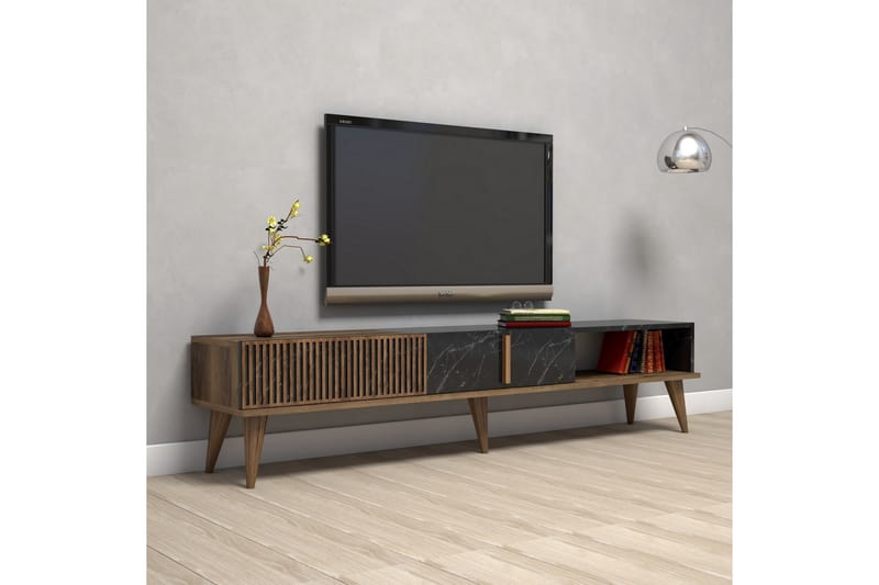 Tv-bänk Milanda 180 cm - Mörkbrun/Svart - Möbler - TV- & Mediamöbler - TV bänk & mediabänk