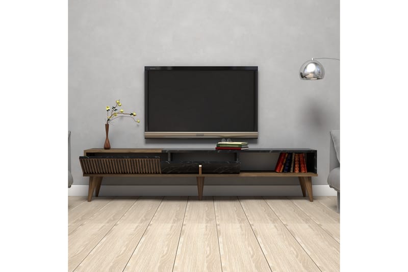 Tv-bänk Milanda 180 cm - Mörkbrun/Svart - Möbler - TV- & Mediamöbler - TV bänk & mediabänk