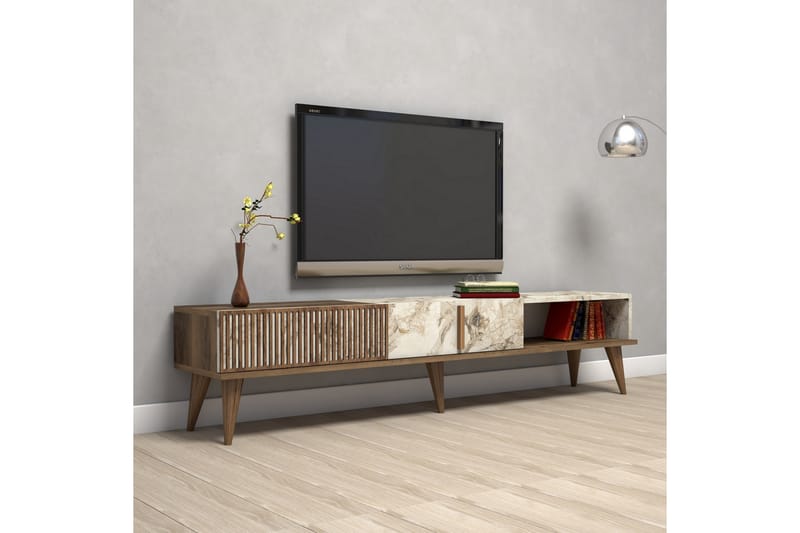 Tv-bänk Milanda 180 cm - Mörkbrun/Vit - Möbler - TV- & Mediamöbler - TV bänk & mediabänk