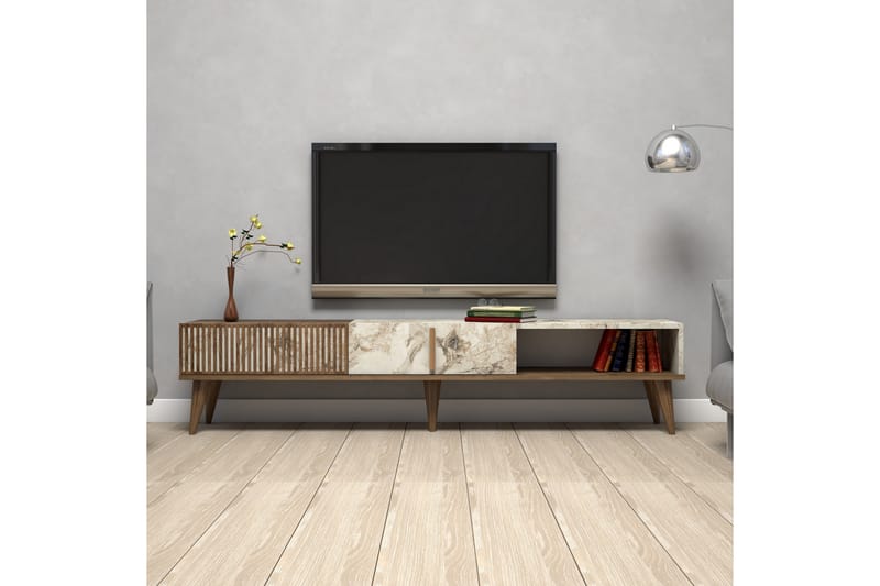 Tv-bänk Milanda 180 cm - Mörkbrun/Vit - Möbler - TV- & Mediamöbler - TV bänk & mediabänk