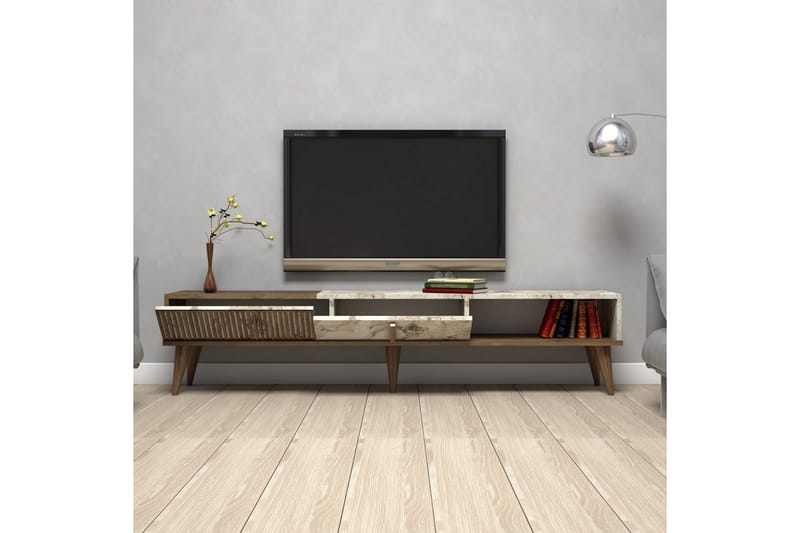 Tv-bänk Milanda 180 cm - Mörkbrun/Vit - Möbler - TV- & Mediamöbler - TV bänk & mediabänk