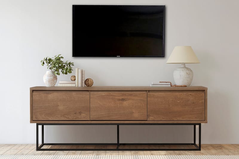 Tv-bänk Milosa 140 cm - Mörkbrun/Svart - Möbler - TV- & Mediamöbler - TV bänk & mediabänk