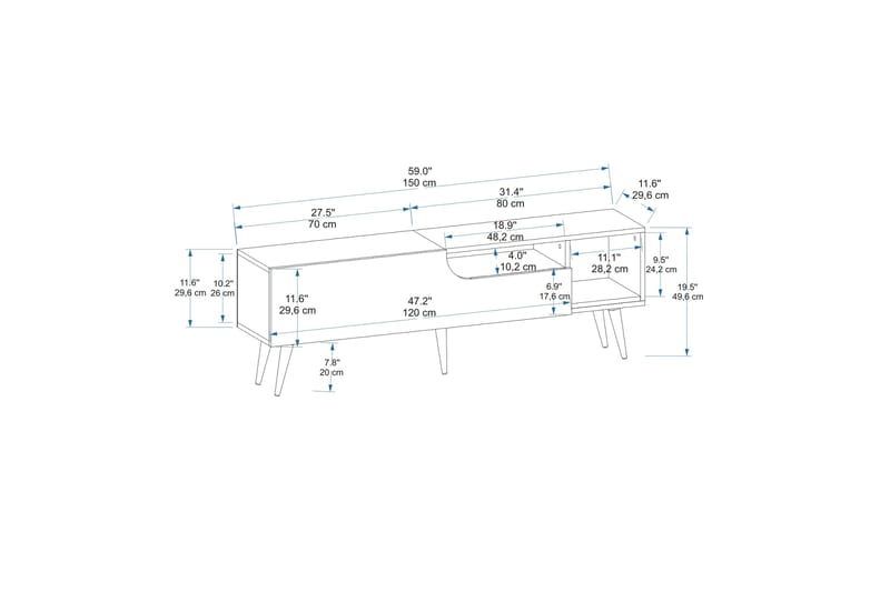 Tv-bänk Mul 150 cm - Brun/Antracit - Möbler - TV- & Mediamöbler - TV bänk & mediabänk
