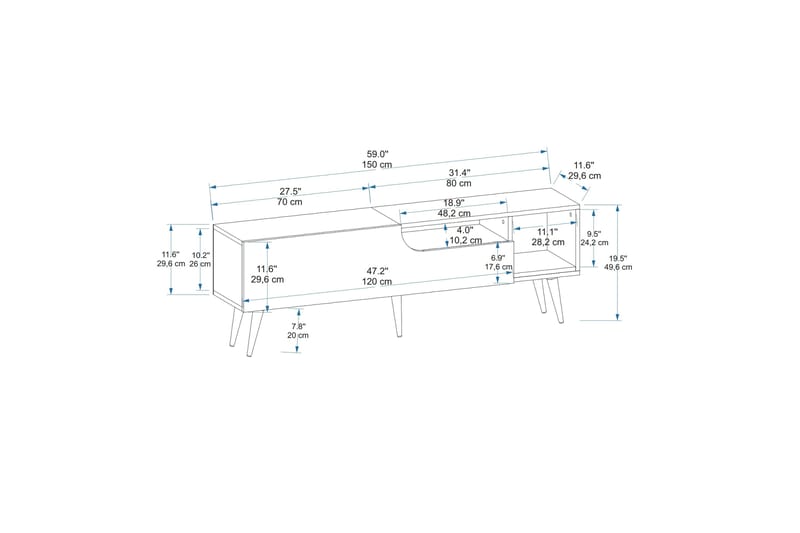 Tv-bänk Mul 150 cm - Brun/Antracit - TV bänk & mediabänk