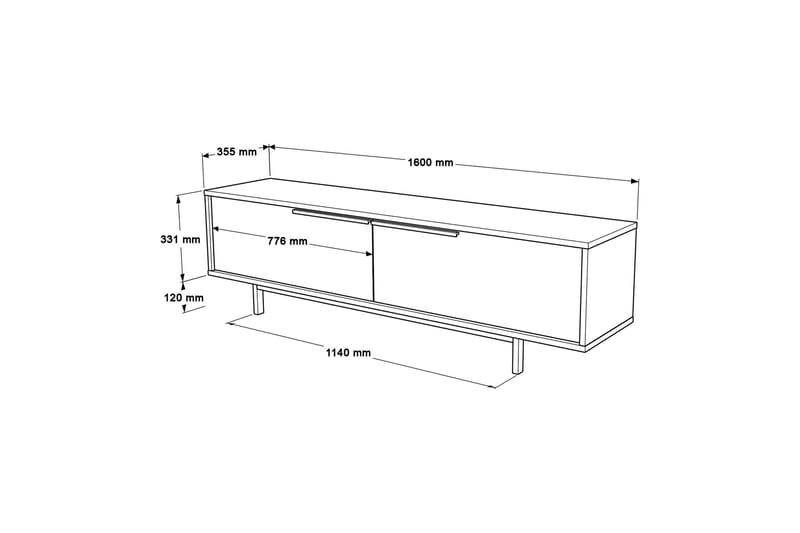 Tv-bänk Munish 160 cm - Ek/Valnöt - TV bänk & mediabänk