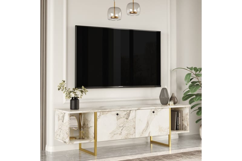 Tv-bänk Mushir 160 cm - Vit - Möbler - TV- & Mediamöbler - TV bänk & mediabänk