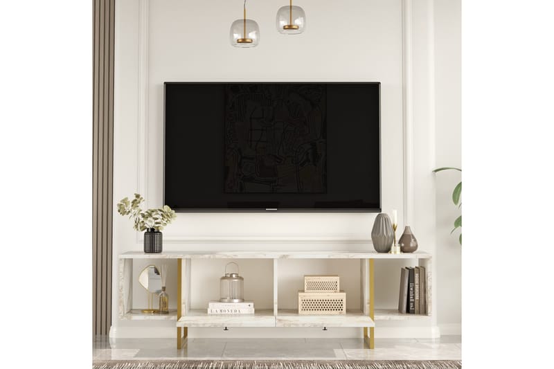 Tv-bänk Mushir 160 cm - Vit - Möbler - TV- & Mediamöbler - TV bänk & mediabänk