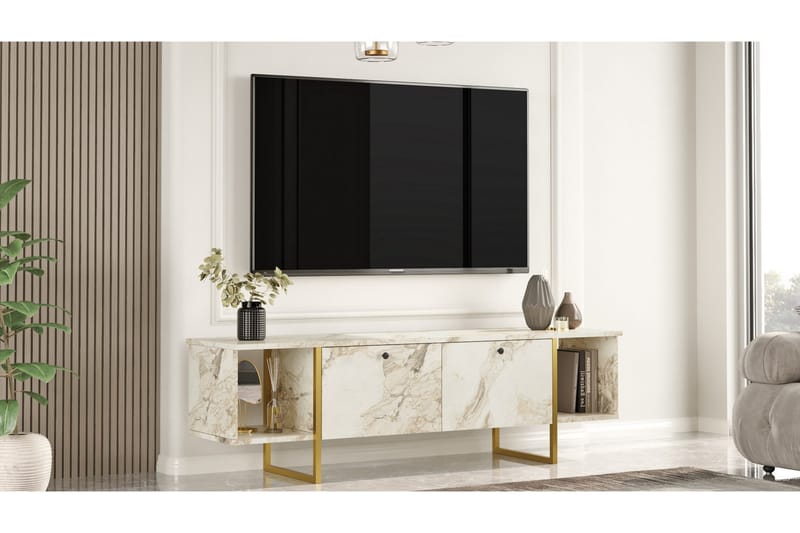 Tv-bänk Mushir 160 cm - Vit - Möbler - TV- & Mediamöbler - TV bänk & mediabänk