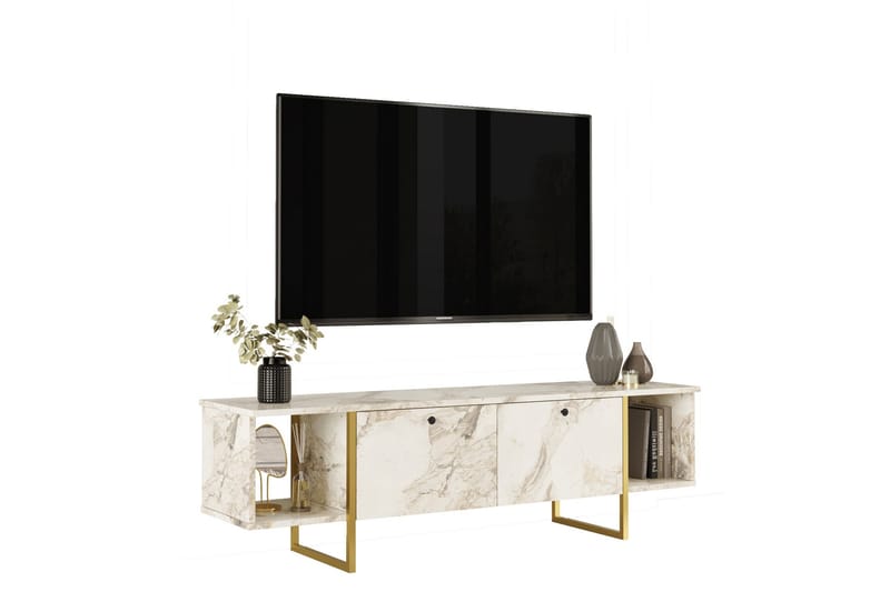 Tv-bänk Mushir 160 cm - Vit - Möbler - TV- & Mediamöbler - TV bänk & mediabänk