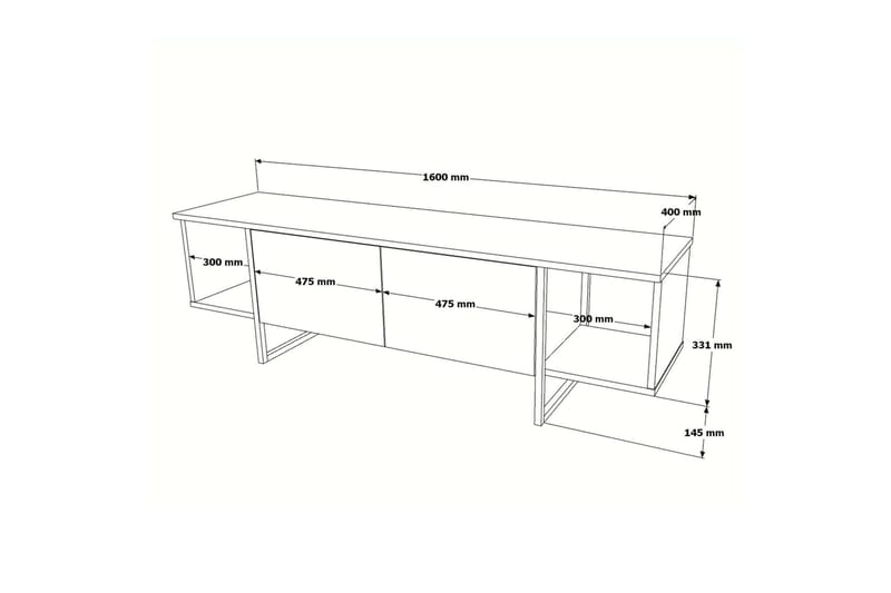 Tv-bänk Mushir 160 cm - Vit - TV bänk & mediabänk