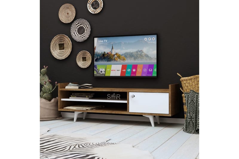Tv-bänk Naidaj 120 cm - Trä|Vit - Möbler - TV- & Mediamöbler - TV bänk & mediabänk